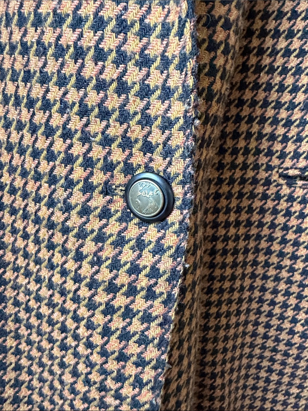 Vintage blazer in Houndstooth Brown with corduroy Collar - Picture 7 of 8